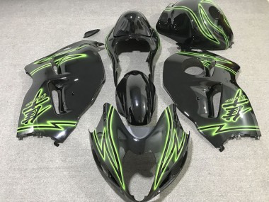 Preisgünstige Suzuki GSXR 1300 Motorrad Verkleidung 1996-2007 - Glanzendes Schwarz Grun Blitz