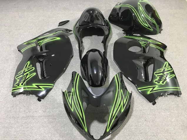 Preisgünstige Suzuki GSXR 1300 Motorrad Verkleidung 1996-2007 - Glanzendes Schwarz Grun Blitz