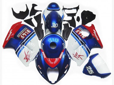 Preisgünstige Suzuki GSXR 1300 Motorrad Verkleidung 1996-2007 - Weiss Blau Rot Motul