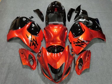 Preisgünstige Suzuki GSXR 1300 Motorrad Verkleidung 2008-2020 - Bonbon Orange Glanzendes Schwarz