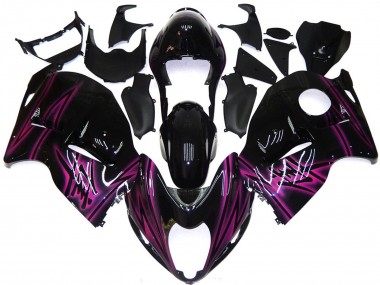 Preisgünstige Suzuki GSXR 1300 Motorrad Verkleidung 1996-2007 - Glanzendes Schwarz Lila Flamme