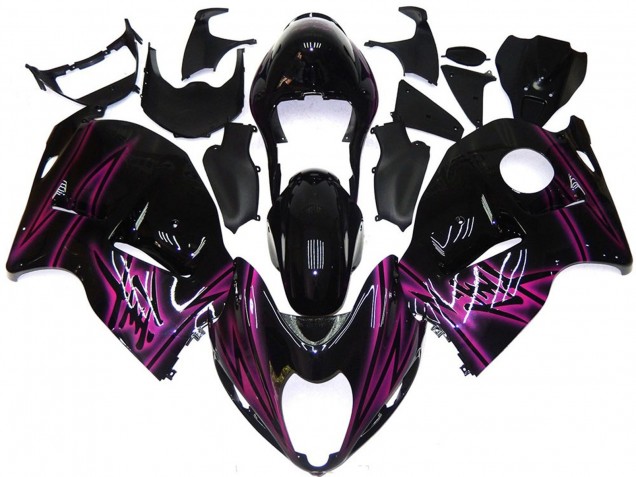 Preisgünstige Suzuki GSXR 1300 Motorrad Verkleidung 1996-2007 - Glanzendes Schwarz Lila Flamme
