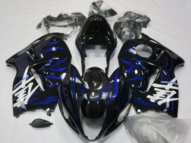 Preisgünstige Suzuki GSXR 1300 Motorrad Verkleidung 1996-2007 - Glanzendes Schwarz Blau Flamme