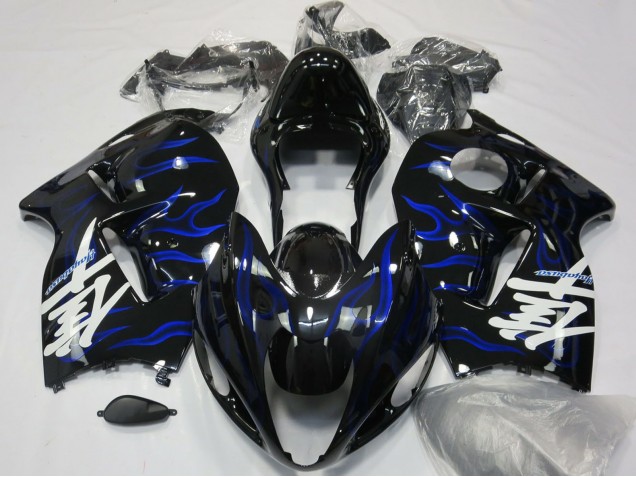 Preisgünstige Suzuki GSXR 1300 Motorrad Verkleidung 1996-2007 - Glanzendes Schwarz Blau Flamme