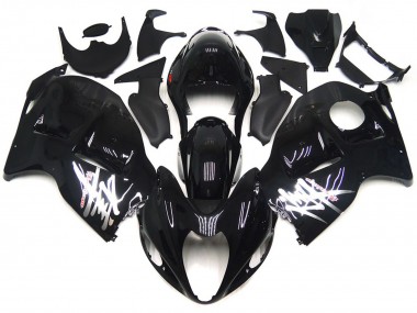 Preisgünstige Suzuki GSXR 1300 Motorrad Verkleidung 1996-2007 - Glanzendes Schwarz mit Silber Aufkleber