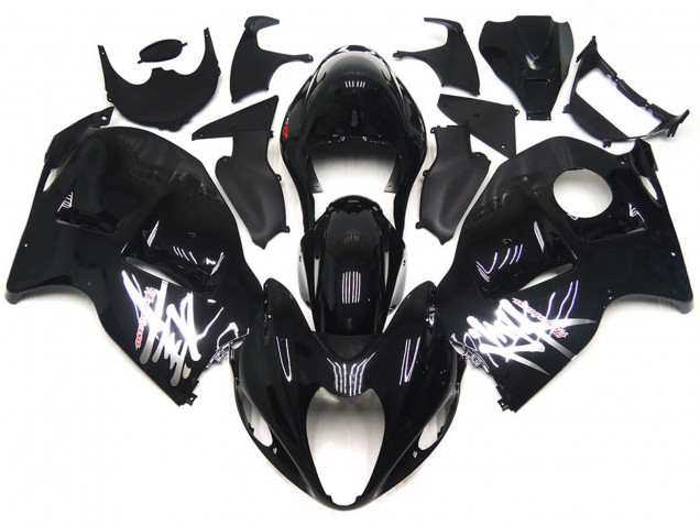 Preisgünstige Suzuki GSXR 1300 Motorrad Verkleidung 1996-2007 - Glanzendes Schwarz mit Silber Aufkleber