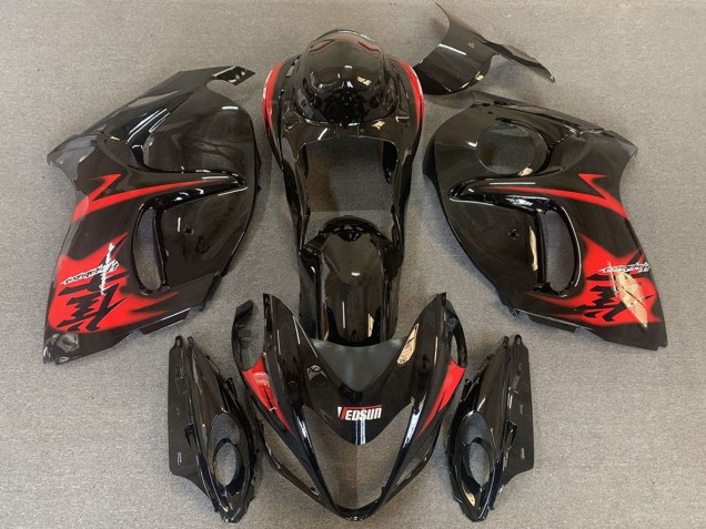 Preisgünstige Suzuki GSXR 1300 Motorrad Verkleidung 2008-2020 - Glanzendes Schwarz mit Rot Logo
