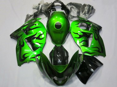 Preisgünstige Suzuki GSXR 1300 Motorrad Verkleidung 1996-2007 - Grun Schwarz Flamme