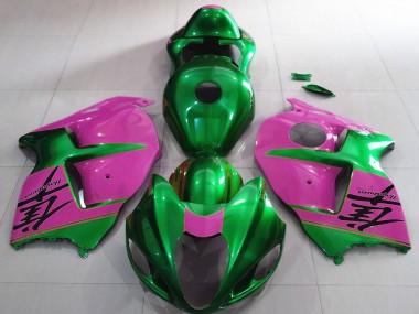 Preisgünstige Suzuki GSXR 1300 Motorrad Verkleidung 1996-2007 - Glanzendes Grun und Rosa
