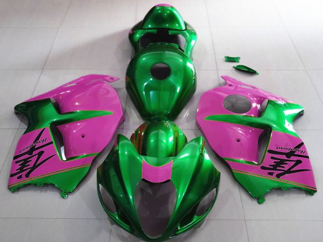 Preisgünstige Suzuki GSXR 1300 Motorrad Verkleidung 1996-2007 - Glanzendes Grun und Rosa