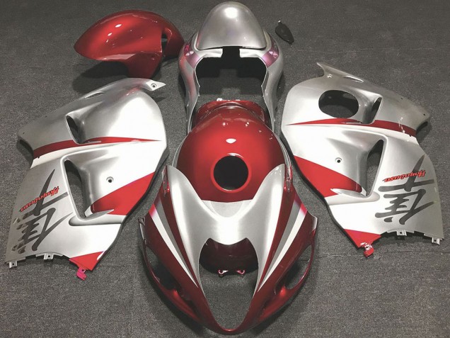 Preisgünstige Suzuki GSXR 1300 Motorrad Verkleidung 1996-2007 - Glanzendes Rot und Silber