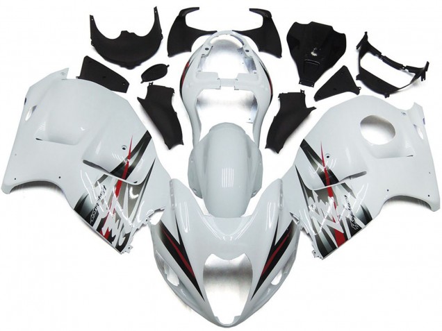 Preisgünstige Suzuki GSXR 1300 Motorrad Verkleidung 1996-2007 - Glanzendes Weiss und Silber Stil