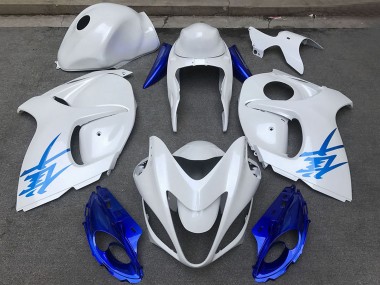Preisgünstige Suzuki GSXR 1300 Motorrad Verkleidung 2008-2020 - Glanzendes Weiss Blau