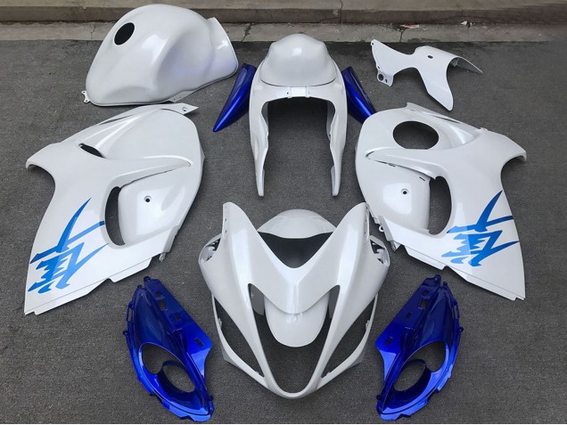 Preisgünstige Suzuki GSXR 1300 Motorrad Verkleidung 2008-2020 - Glanzendes Weiss Blau