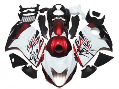 Preisgünstige Suzuki GSXR 1300 Motorrad Verkleidung 2008-2020 - Glanzendes Weiss Dunkel Rot