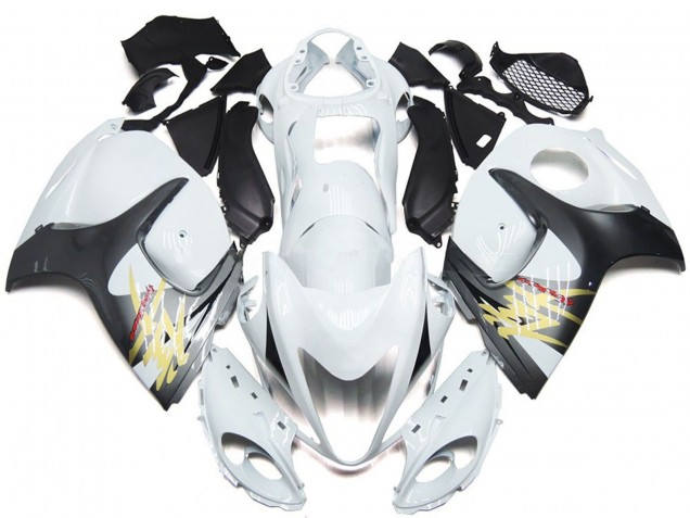 Preisgünstige Suzuki GSXR 1300 Motorrad Verkleidung 2008-2020 - Glanzendes Weiss mit Silber Stil