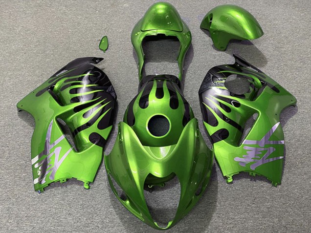 Preisgünstige Suzuki GSXR 1300 Motorrad Verkleidung 1996-2007 - Grun Schwarz Flamme