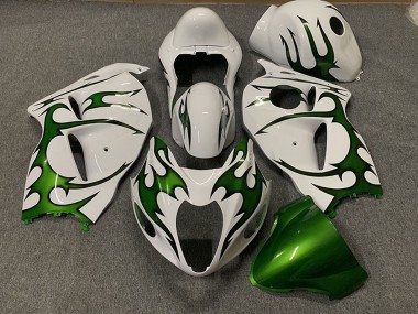 Preisgünstige Suzuki GSXR 1300 Motorrad Verkleidung 1996-2007 - Weiss Grun Flamme