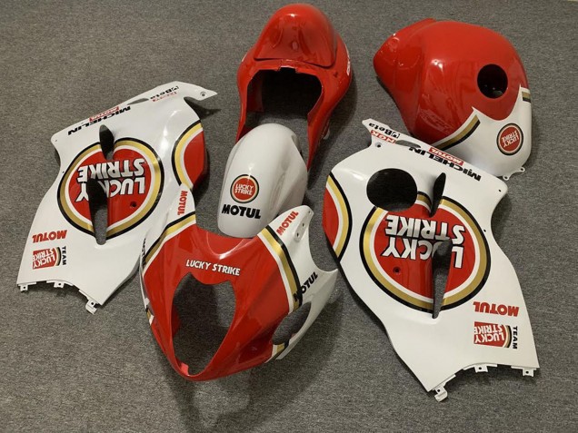 Preisgünstige Suzuki GSXR 1300 Motorrad Verkleidung 1996-2007 - Weiss Rot Lucky Strike