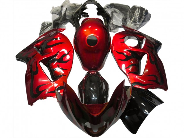 Preisgünstige Suzuki GSXR 1300 Motorrad Verkleidung 1996-2007 - Rot Schwarz Flamme