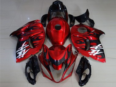 Preisgünstige Suzuki GSXR 1300 Motorrad Verkleidung 2008-2020 - Rot Schwarz Flamme