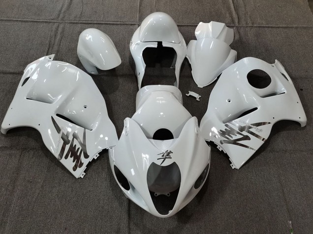 Preisgünstige Suzuki GSXR 1300 Motorrad Verkleidung 1996-2007 - Weiss OEM Stil mit Silber Aufkleber