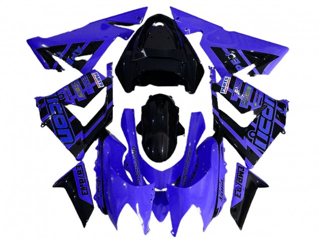 Preisgünstige Kawasaki ZX10R Motorrad Verkleidung 2004-2005 - Blau-schwarzes Logo