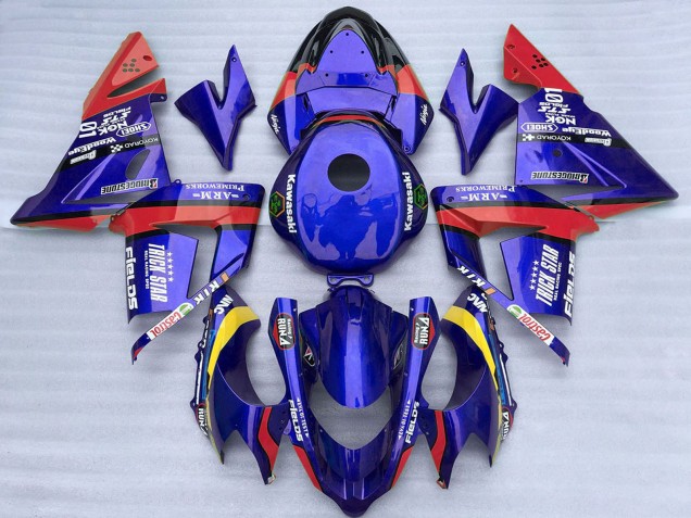 Preisgünstige Kawasaki ZX10R Motorrad Verkleidung 2004-2005 - Blau und Rot Trick Star