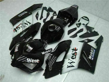 Preisgünstige Honda CBR1000RR Motorrad Verkleidung 2004-2005 - Glanzendes Schwarz Weiss West Mobil Michelin