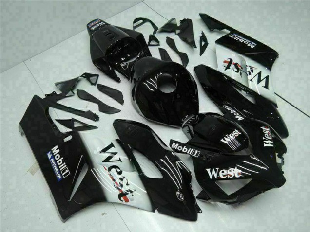 Preisgünstige Honda CBR1000RR Motorrad Verkleidung 2004-2005 - Glanzendes Schwarz Weiss West Mobil Michelin