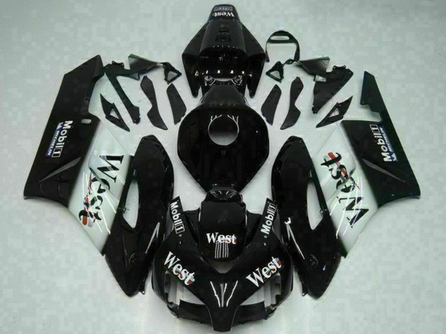 Preisgünstige Honda CBR1000RR Motorrad Verkleidung 2004-2005 - Glanzendes Schwarz Weiss West Mobil Michelin