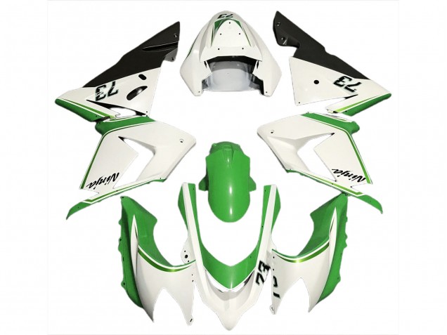 Preisgünstige Kawasaki ZX10R Motorrad Verkleidung 2004-2005 - Glanzendes Weiss Grun