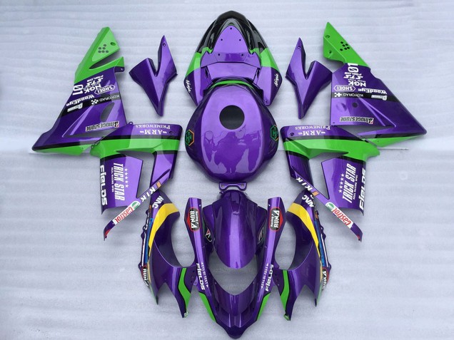 Preisgünstige Kawasaki ZX10R Motorrad Verkleidung 2004-2005 - Grun Lila Trick Star