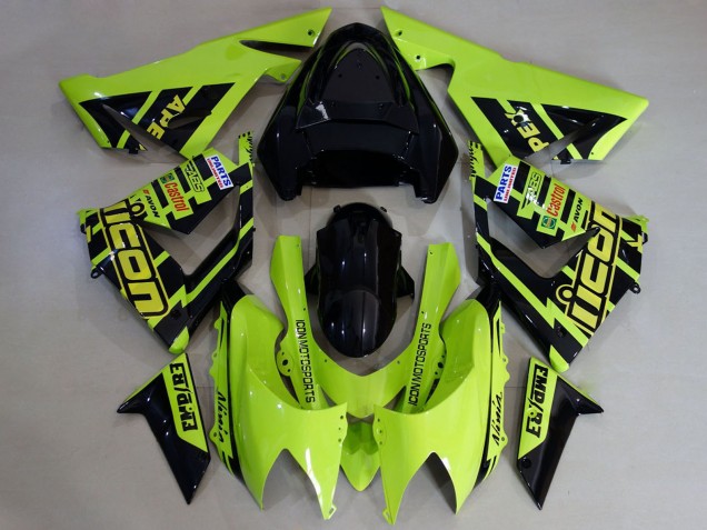 Preisgünstige Kawasaki ZX10R Motorrad Verkleidung 2004-2005 - Hohe Sichtbarkeit Gelb und Schwarz