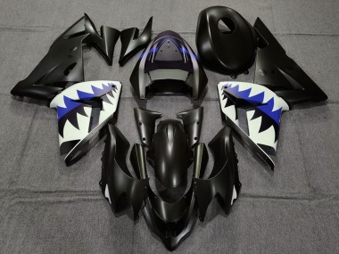 Preisgünstige Kawasaki ZX10R Motorrad Verkleidung 2004-2005 - Matt Schwarz und Dunkel Blau Hai