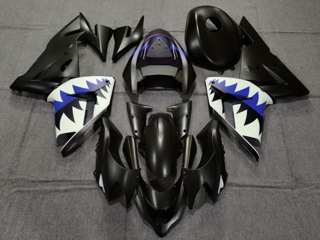 Preisgünstige Kawasaki ZX10R Motorrad Verkleidung 2004-2005 - Matt Schwarz und Dunkel Blau Hai