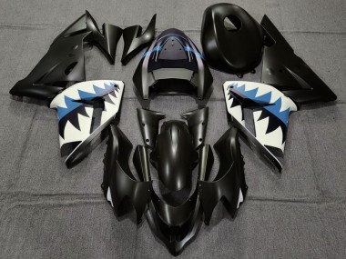 Preisgünstige Kawasaki ZX10R Motorrad Verkleidung 2004-2005 - Matt Schwarz und Hellblau Hai