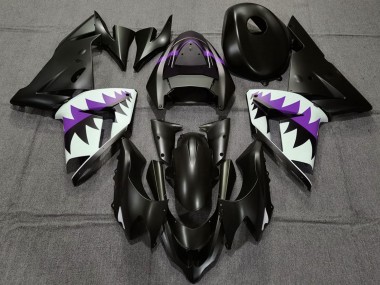 Preisgünstige Kawasaki ZX10R Motorrad Verkleidung 2004-2005 - Matt Schwarz und Lila Hai