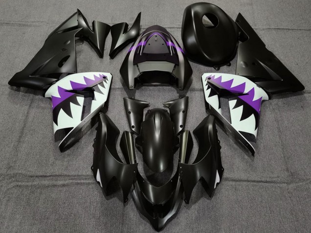 Preisgünstige Kawasaki ZX10R Motorrad Verkleidung 2004-2005 - Matt Schwarz und Lila Hai