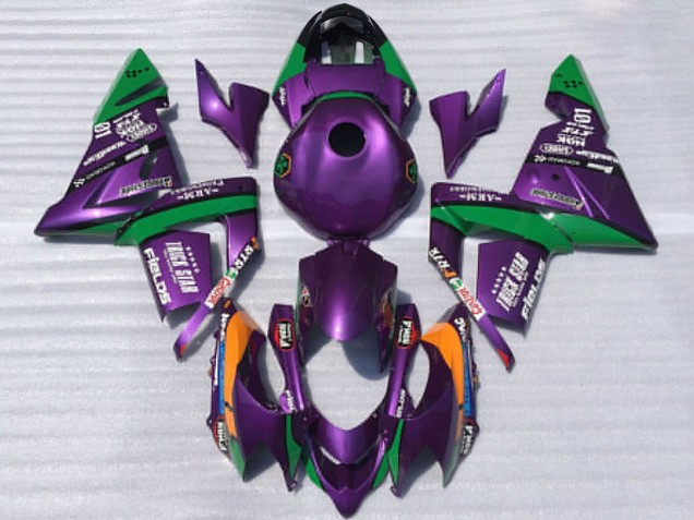 Preisgünstige Kawasaki ZX10R Motorrad Verkleidung 2004-2005 - Lila und Grun Trick Star
