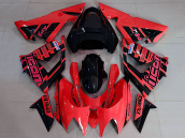 Preisgünstige Kawasaki ZX10R Motorrad Verkleidung 2004-2005 - Rot und Schwarz Logo