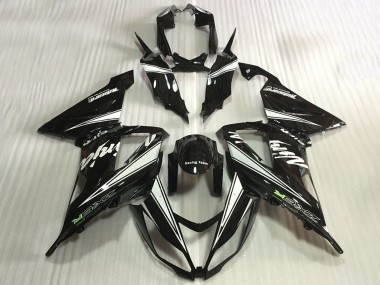 Preisgünstige Kawasaki ZX6R Motorrad Verkleidung 2013-2018 - Glanzendes Schwarz Weiss