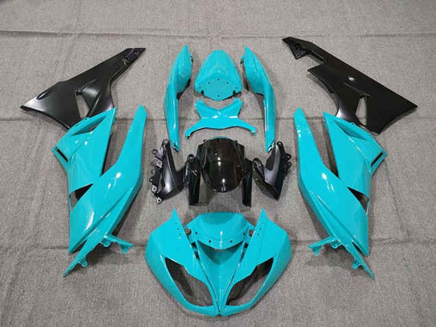 Preisgünstige Kawasaki ZX6R Motorrad Verkleidung Kit 2009-2012 - Blau Glanzendes Schwarz