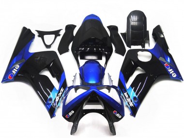 Preisgünstige Kawasaki ZX6R Motorrad Verkleidung 2003-2004 - Blau Glanzendes Schwarz Elf