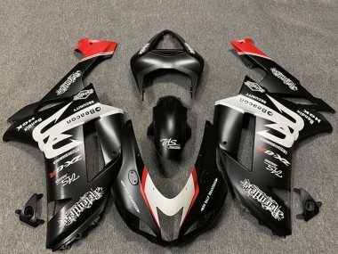 Preisgünstige Kawasaki ZX6R Motorrad Verkleidung 2007-2008 - Massgeschneidert Matt Schwarz Weiss Rot