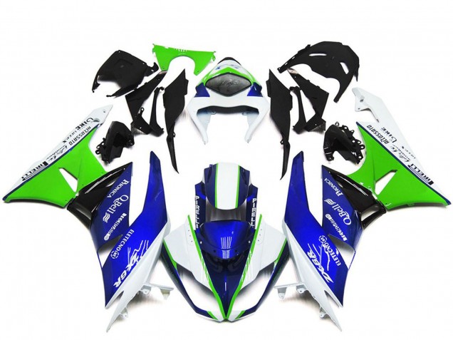 Preisgünstige Kawasaki ZX6R Motorrad Verkleidung 2009-2012 - Weiss Grun Blau Schwarz