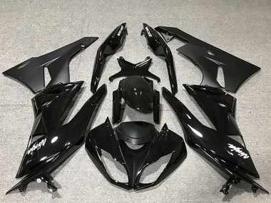 Preisgünstige Kawasaki ZX6R Motorrad Verkleidung 2009-2012 - Glanzendes Schwarz Matt Schwarz
