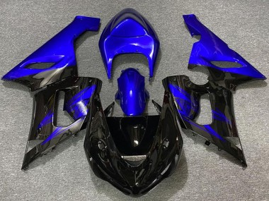 Preisgünstige Kawasaki ZX6R Motorrad Verkleidung 2005-2006 - Blau Glanzendes Schwarz