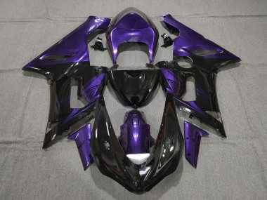 Preisgünstige Kawasaki ZX6R Motorrad Verkleidung 2005-2006 - Lila Glanzendes Schwarz