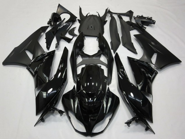 Preisgünstige Kawasaki ZX6R Motorrad Verkleidung 2009-2012 - Glanzendes Schwarz Matt Schwarz
